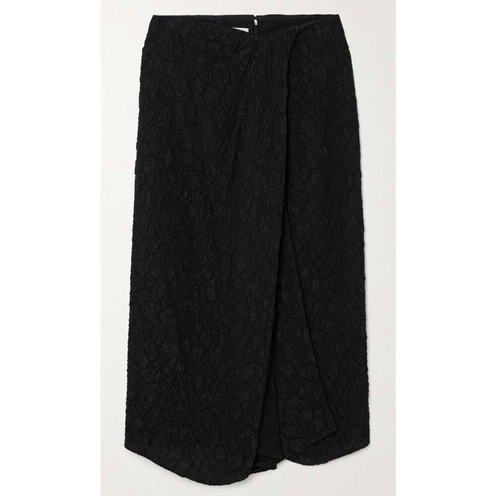 Dries Van Noten Draped wrap-effect cloqué midi skirt in Black NWT Size 42/US 10
